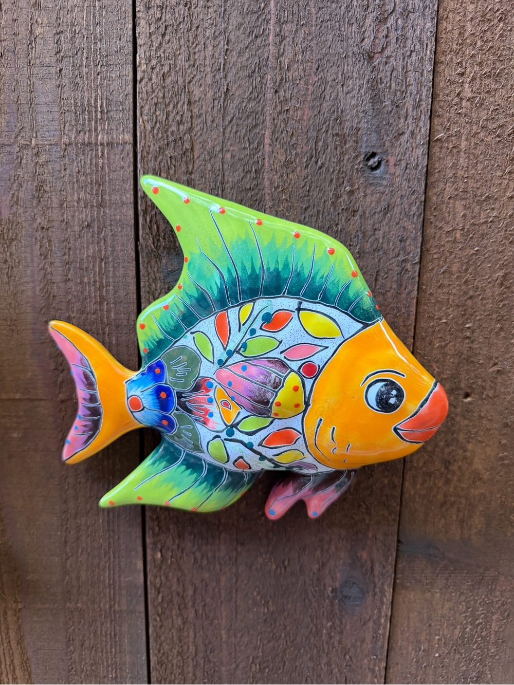 Colorful Talavera Tropical Fish Wall Decor - Multicolor